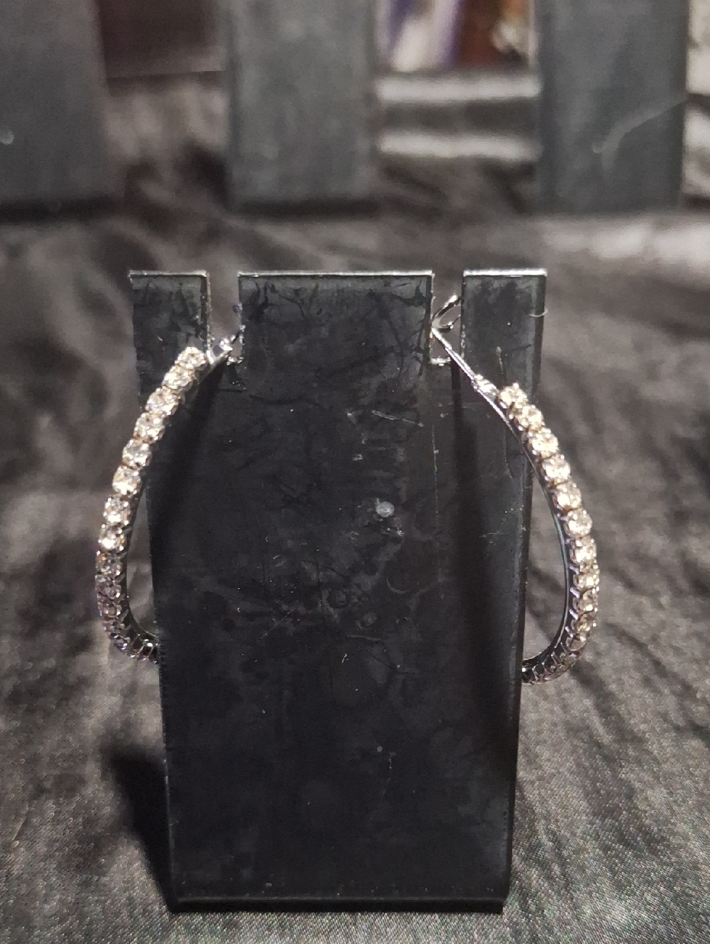 Silver Rhinestone Hoop Earrings - Sparkling Silver Hoop Earrings
